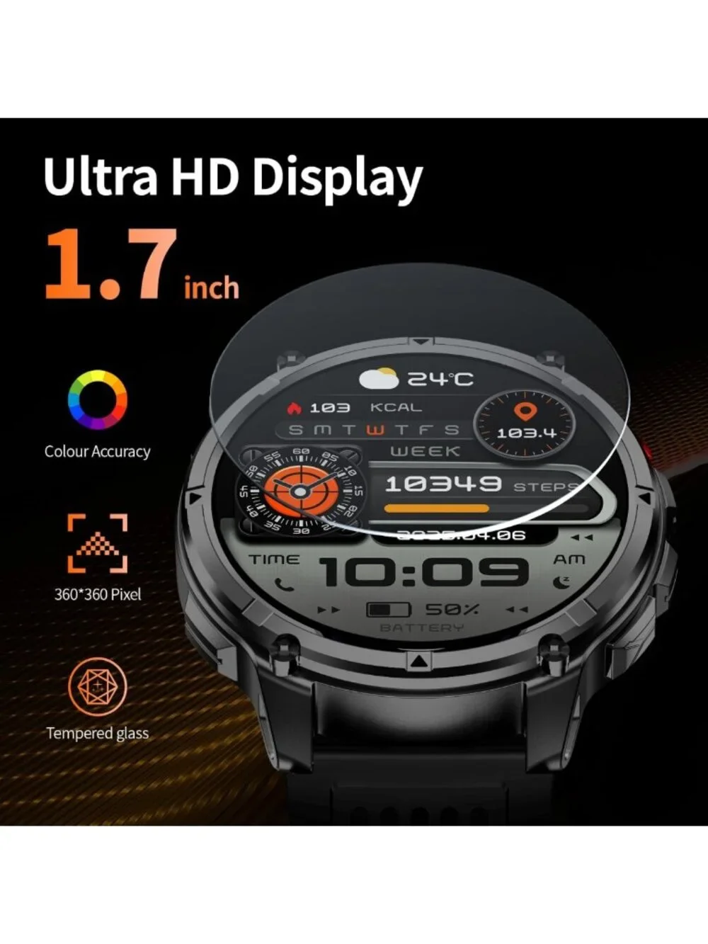 Men's Military Sport Smart Watch - Fitness Tracker, Waterproof, 100+ Modes